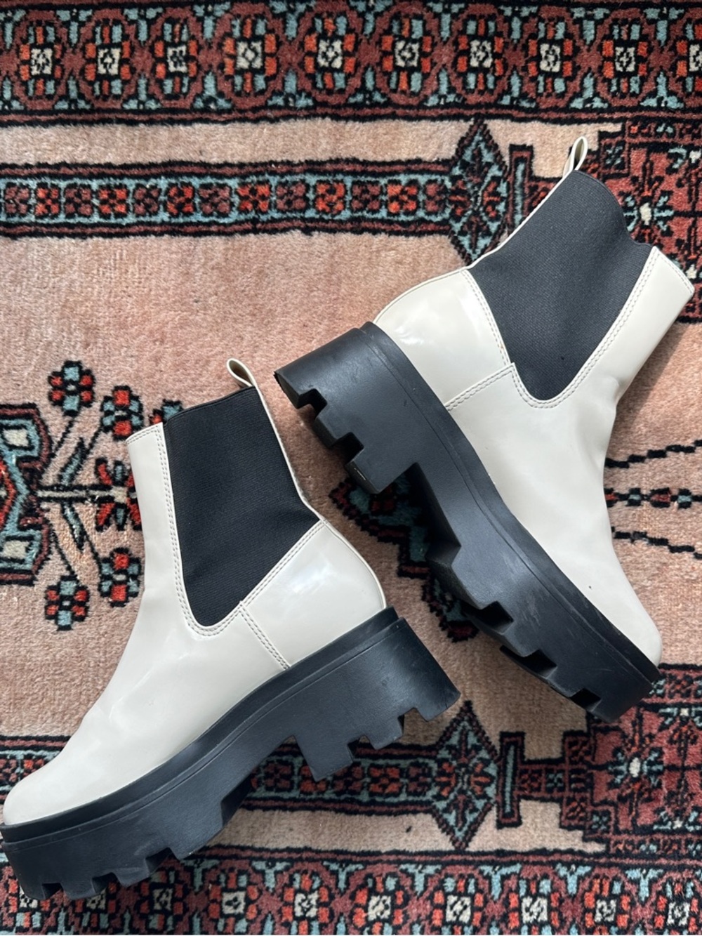 Open Edit Patent Leather Chelsea Boots Platform